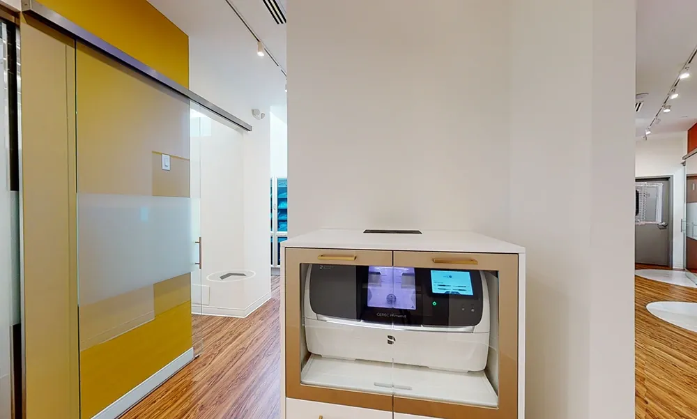 The Main Street hallway with the CEREC same-day crown milling unit